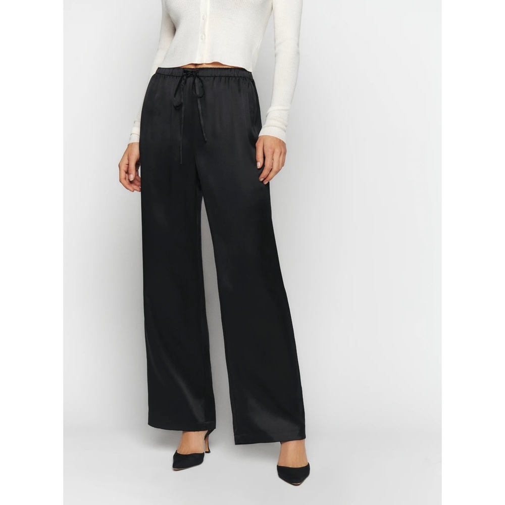 Olina Silk Pant in Black